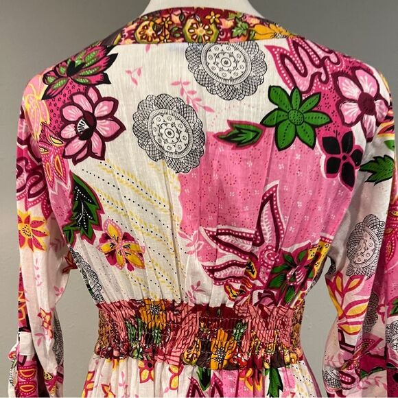 Floral beaded long sleeve V-Neck Dress size large - Picture 7 of 13